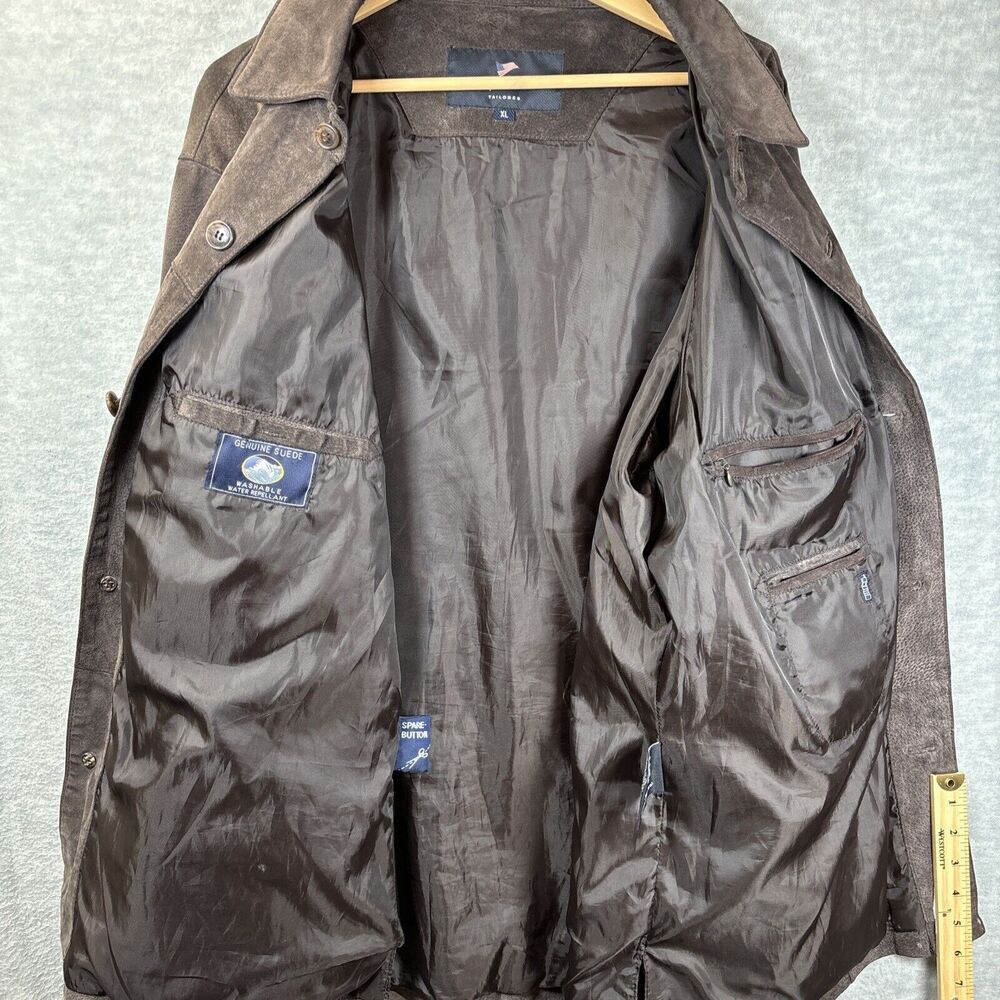 Suede Leather Chore Coat XL Brown Rancher Jacket Washable Zip Pocket Harbor Bay - Picture 4 of 16